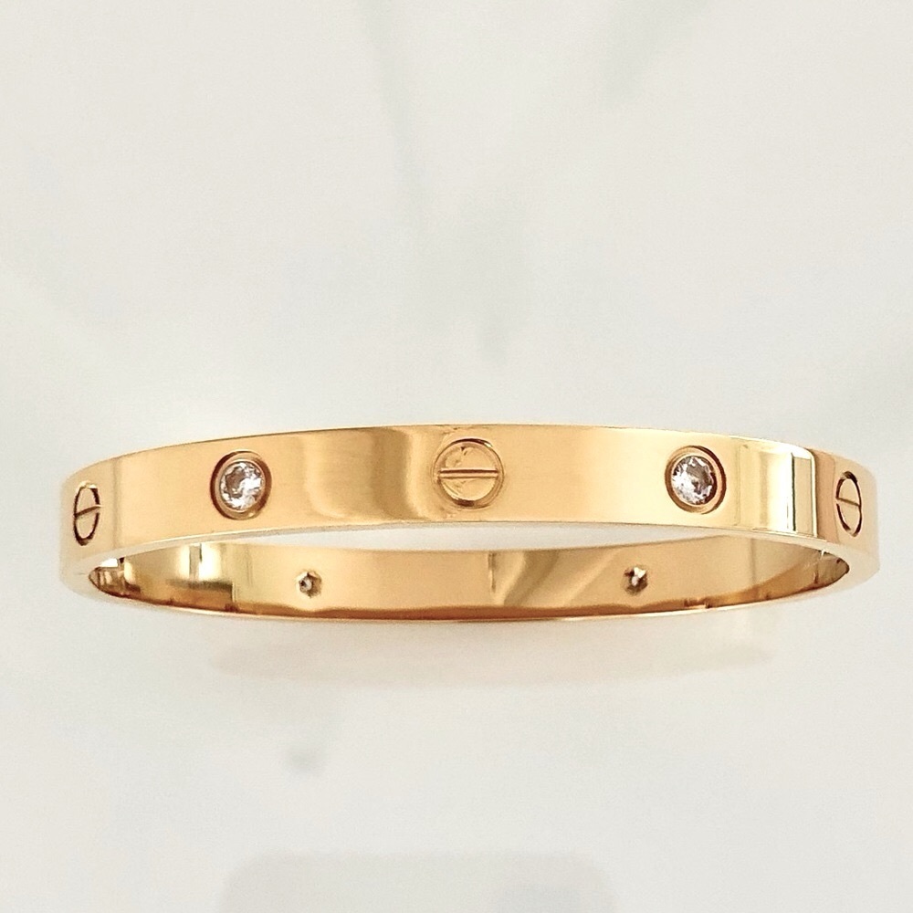 Gold Screw Bracelet 4 Zirconia Classic Model